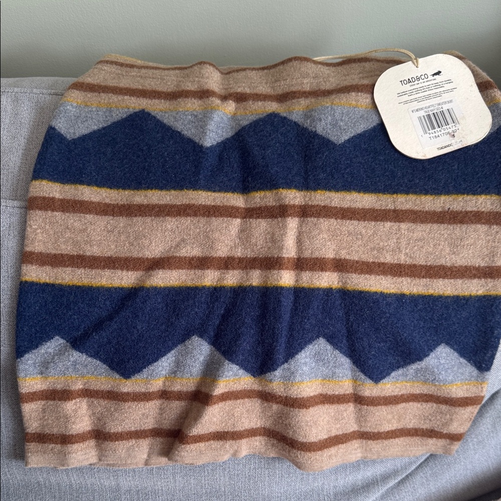 Toad&Co Women's Chevron Striped Skirt - Blue, Brown, and Gray